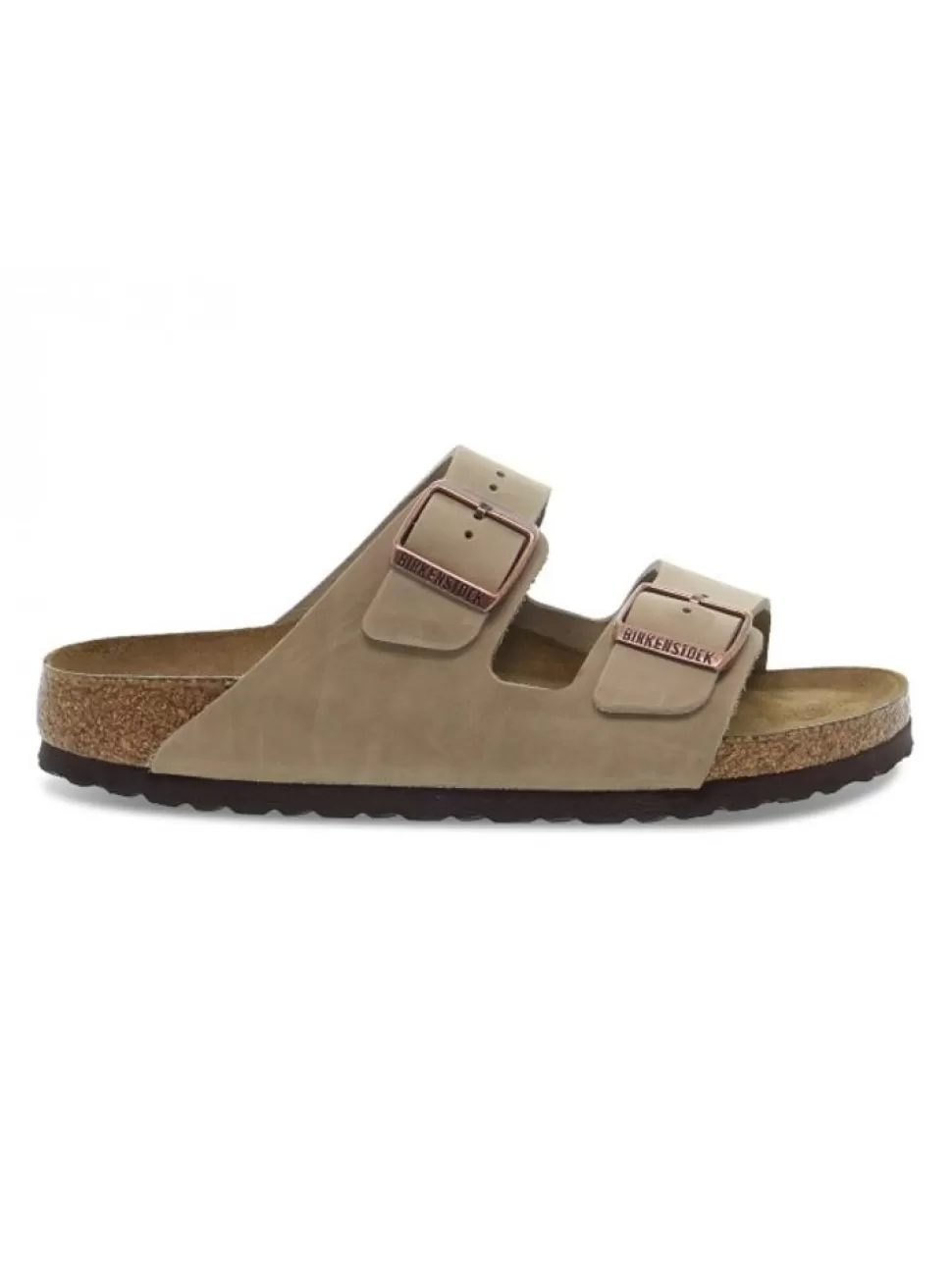 Niedrige Sandale-Birkenstock Flache Sandalen Arizona Soft Footbed Aus Leder Tabak