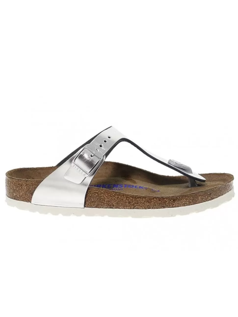 Niedrige Sandale-Birkenstock Flache Sandalen Gizeh Aus Leder Silber