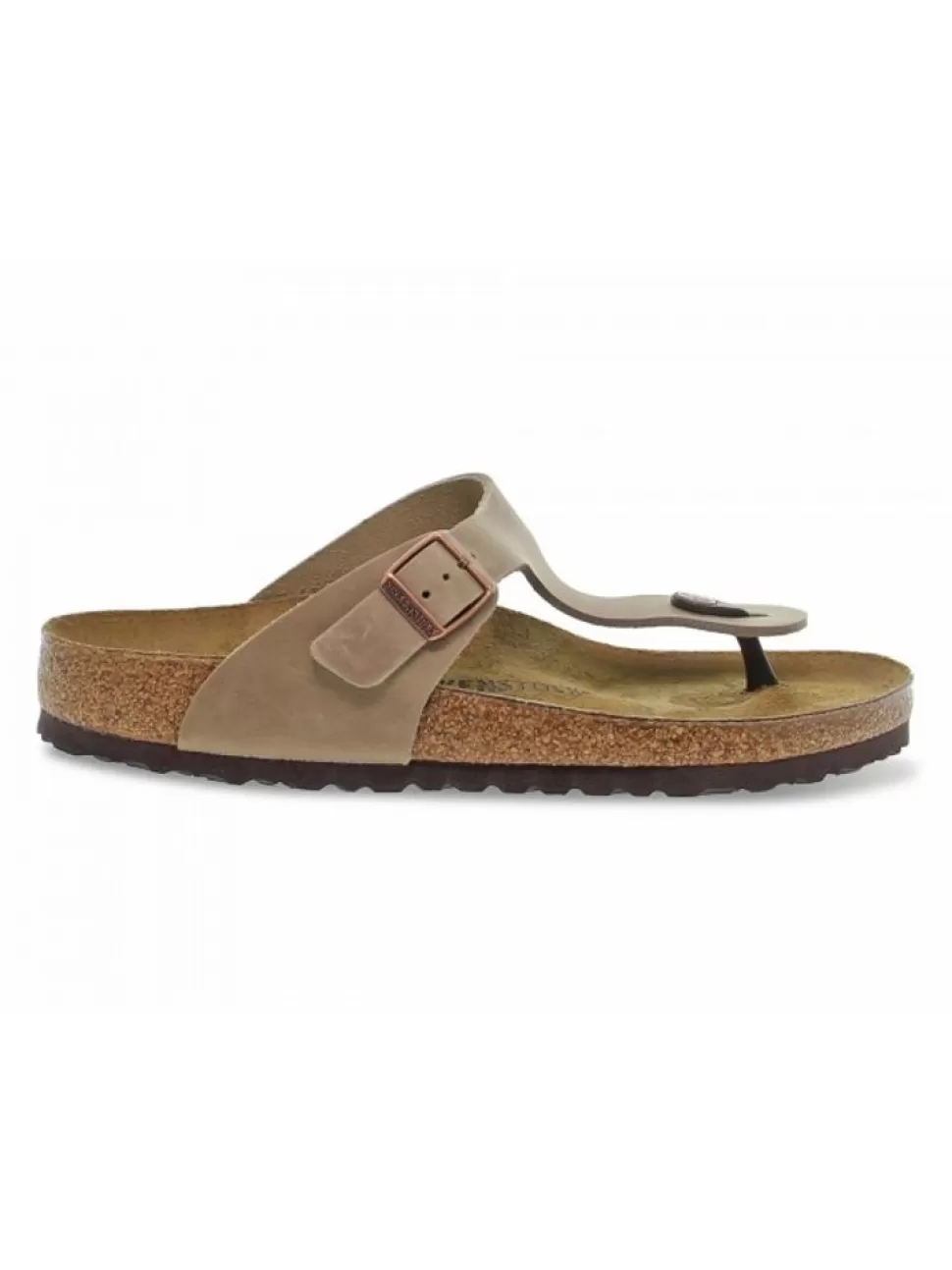 Niedrige Sandale-Birkenstock Flache Sandalen Gizeh Aus Leder Tabak