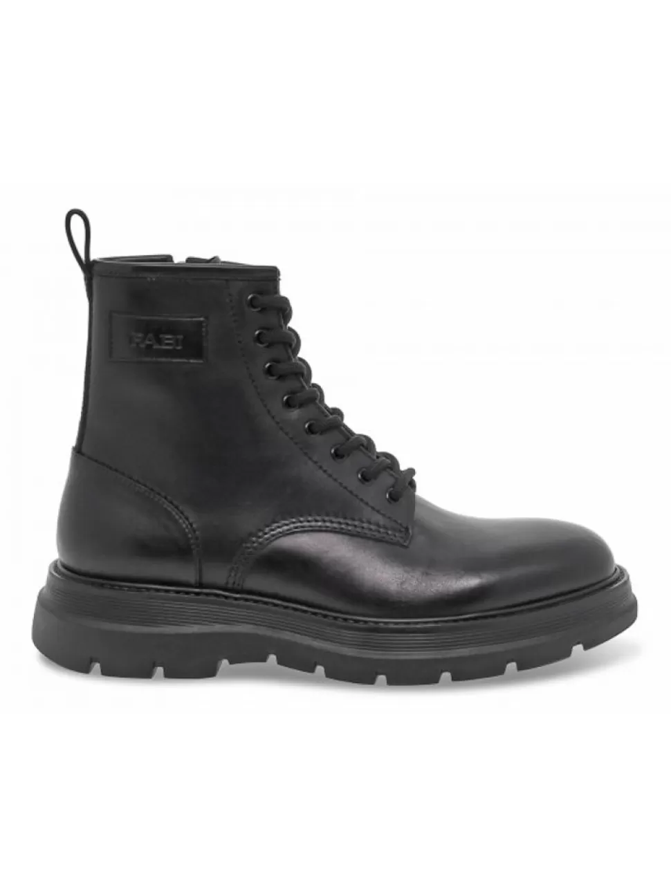 Stiefeletten-Fabi Knochelschuhe Allacciato Stile Inglese Aus Leder Schwarz