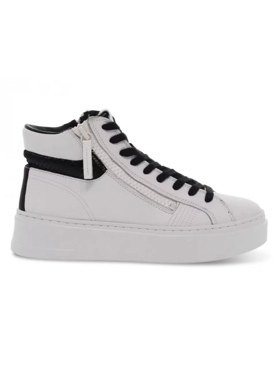 Sneakers-Crime London Sneaker Weightless Double Zip Aus Leder Weis