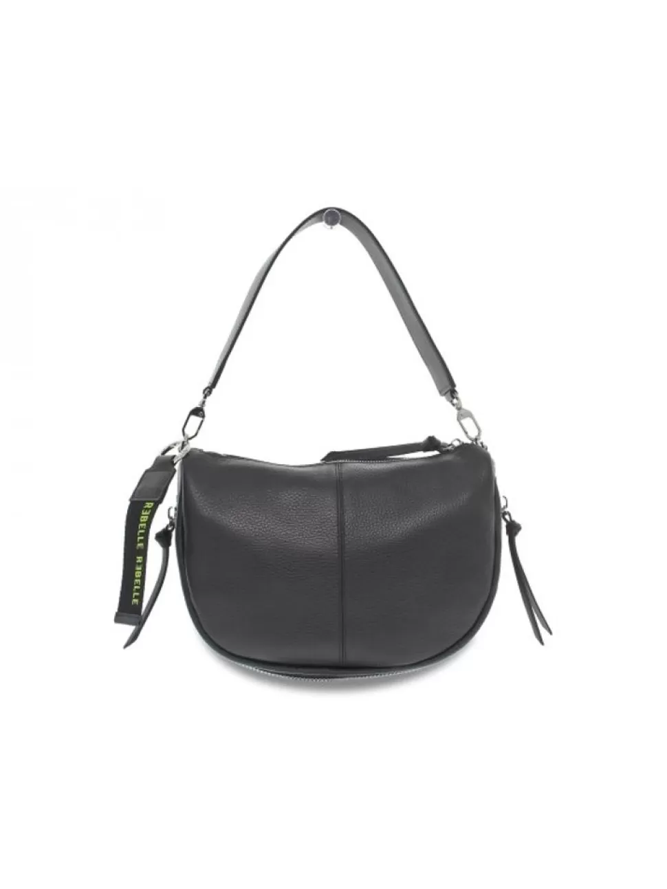 Umhangetasche-Rebelle Umhangetasche Althea Hobo Dollaro Black Aus Leder Schwarz