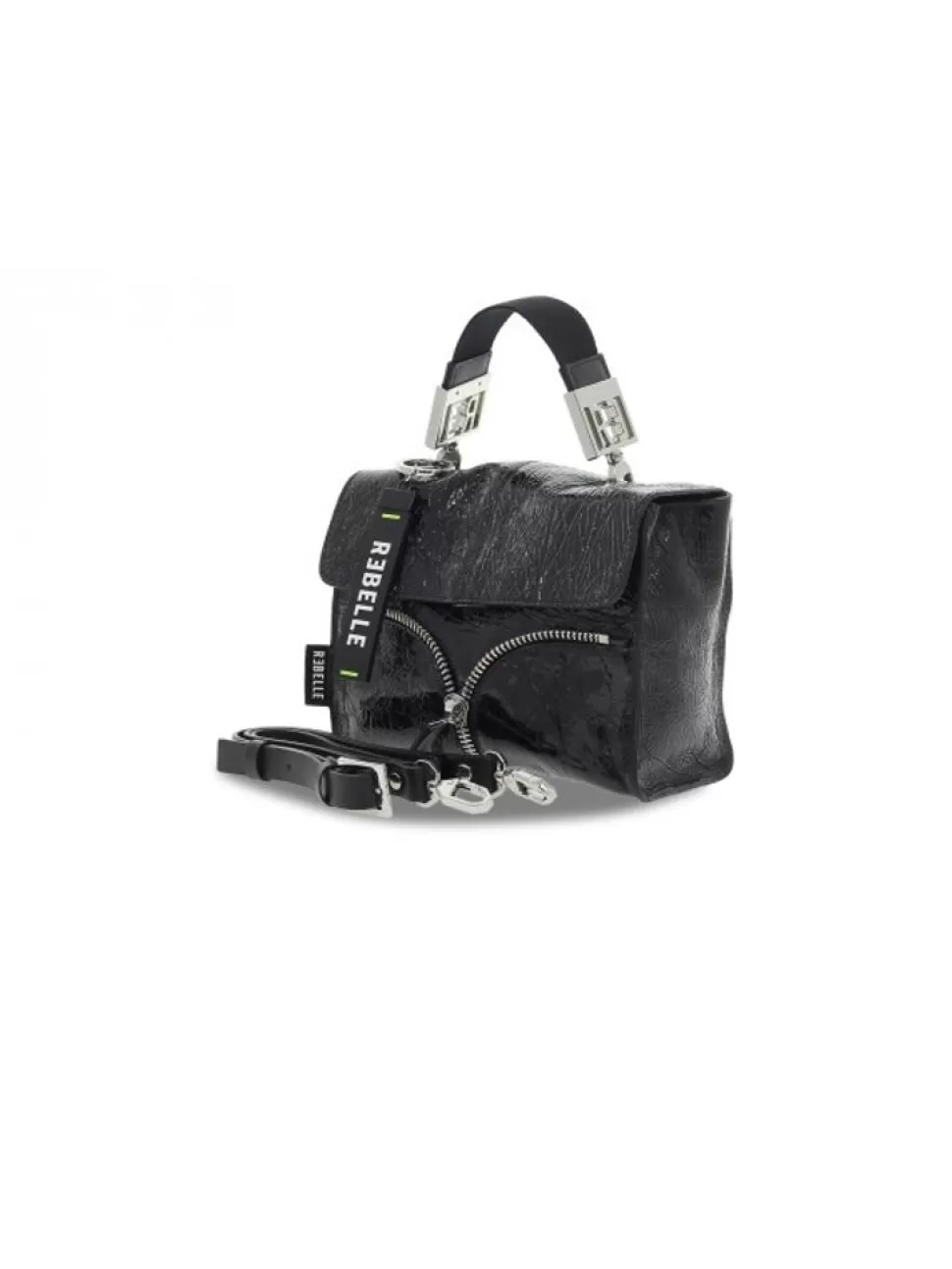 Umhangetasche-Rebelle Umhangetasche Bonnie Mini Bag Naplak Aus Malen Schwarz